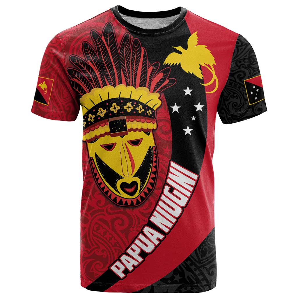 Papua New Guinea Mask Festival T Shirt Papua Niugini Tribe Mask Melanesian Pattern LT03 Red - Polynesian Pride