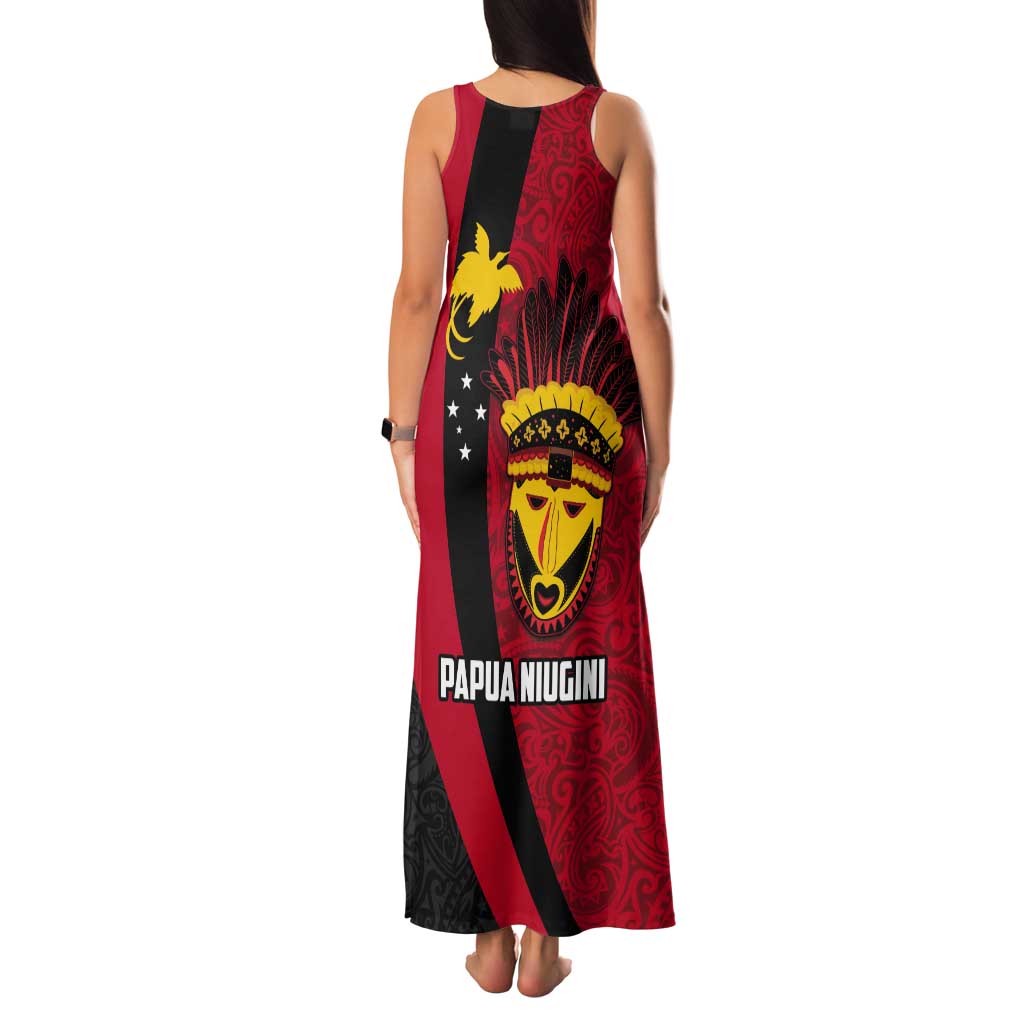 Papua New Guinea Mask Festival Tank Maxi Dress Papua Niugini Tribe Mask Melanesian Pattern