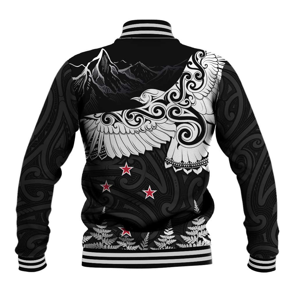 New Zealand Kea Bird Baseball Jacket Maori Tattoo and Silver Fern Black Color LT03 - Polynesian Pride