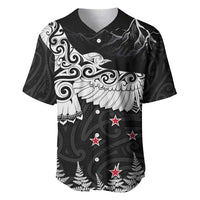 New Zealand Kea Bird Baseball Jersey Maori Tattoo and Silver Fern Black Color LT03 Black - Polynesian Pride