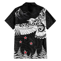 New Zealand Kea Bird Family Matching Long Sleeve Bodycon Dress and Hawaiian Shirt Maori Tattoo and Silver Fern Black Color
