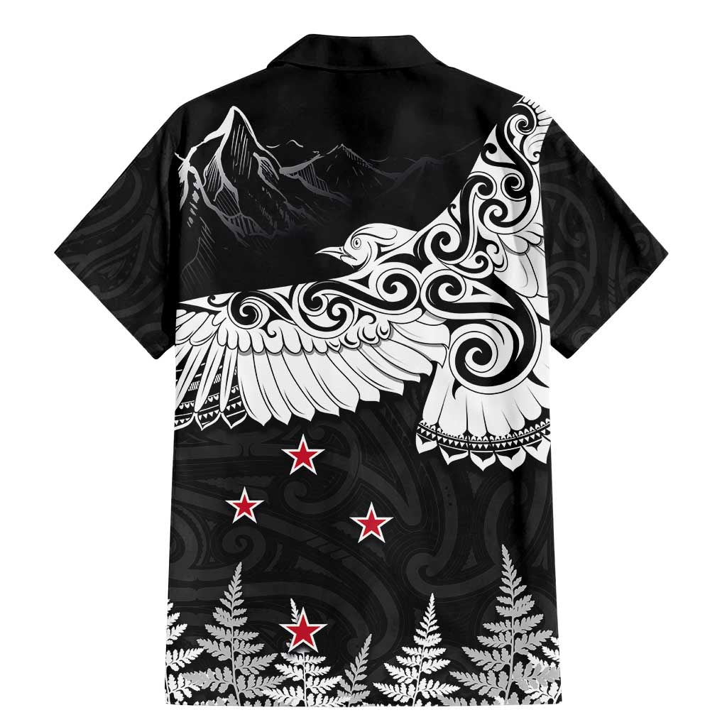 New Zealand Kea Bird Family Matching Mermaid Dress and Hawaiian Shirt Maori Tattoo and Silver Fern Black Color LT03 - Polynesian Pride