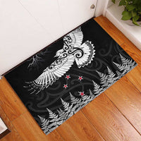 New Zealand Kea Bird Rubber Doormat Maori Tattoo and Silver Fern Black Color LT03 - Polynesian Pride