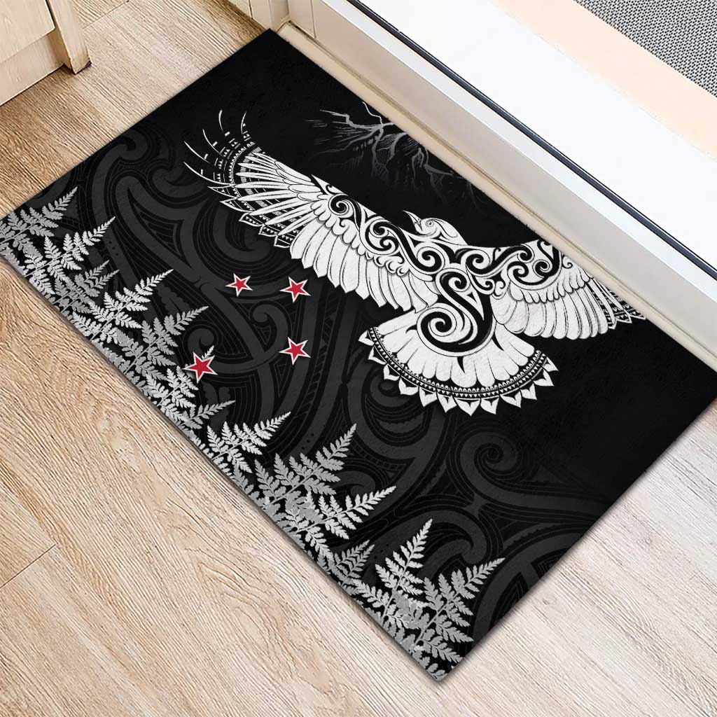 New Zealand Kea Bird Rubber Doormat Maori Tattoo and Silver Fern Black Color LT03 - Polynesian Pride