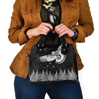 New Zealand Kea Bird Shoulder Handbag Maori Tattoo and Silver Fern Black Color LT03 - Polynesian Pride