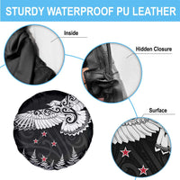 New Zealand Kea Bird Spare Tire Cover Maori Tattoo and Silver Fern Black Color