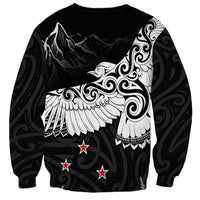 New Zealand Kea Bird Sweatshirt Maori Tattoo and Silver Fern Black Color LT03 - Polynesian Pride