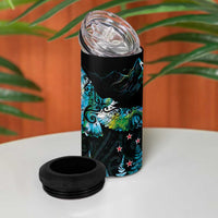 New Zealand Kea Bird 4 in 1 Can Cooler Tumbler Maori Tattoo and Silver Fern Paua Shell Style