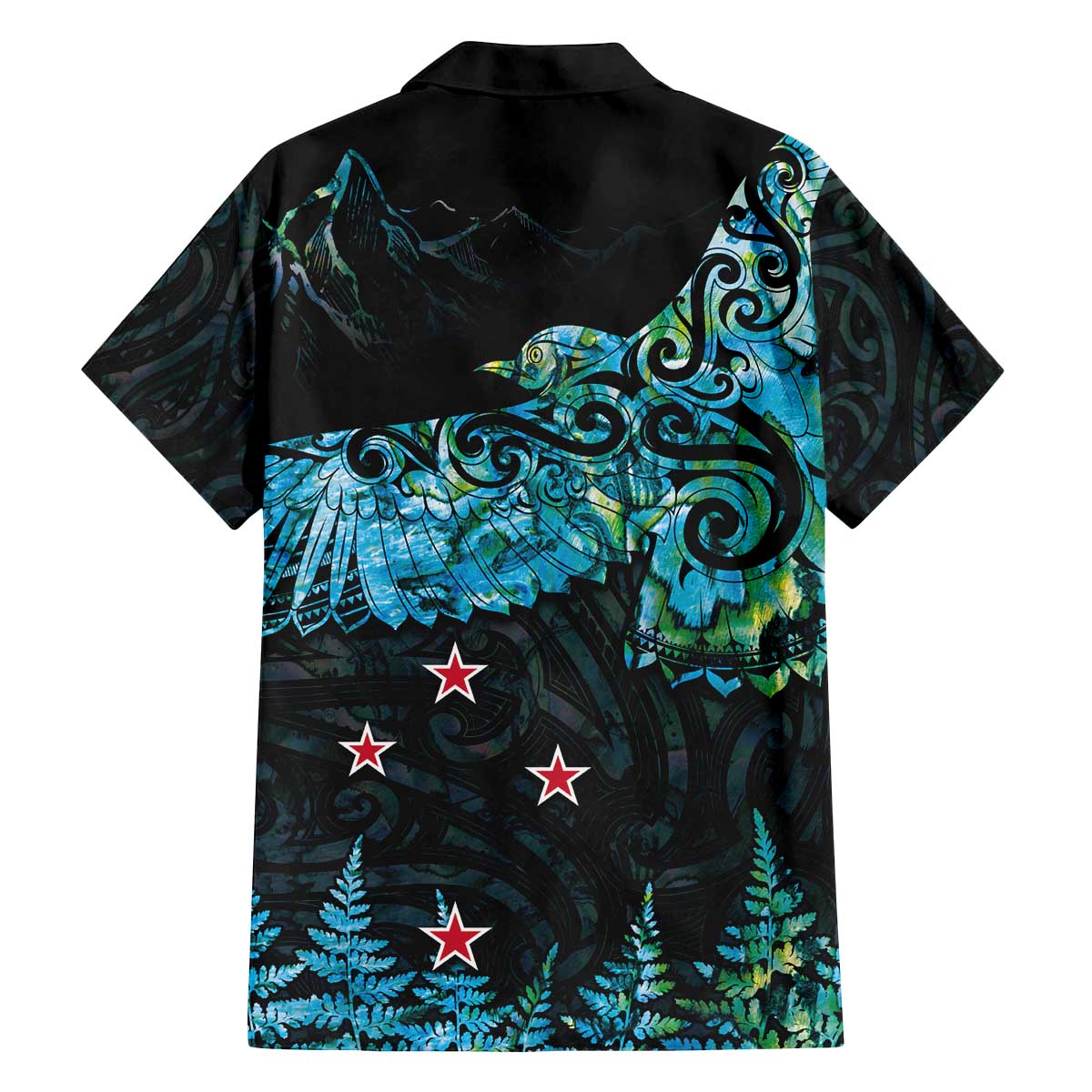 New Zealand Kea Bird Family Matching Puletasi and Hawaiian Shirt Maori Tattoo and Silver Fern Paua Shell Style LT03 - Polynesian Pride