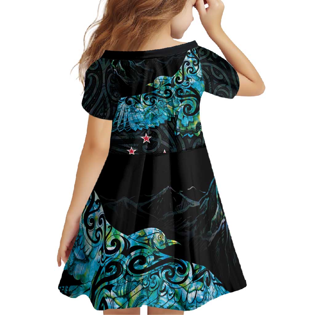 New Zealand Kea Bird Family Matching Tank Maxi Dress and Hawaiian Shirt Maori Tattoo and Silver Fern Paua Shell Style LT03 - Polynesian Pride