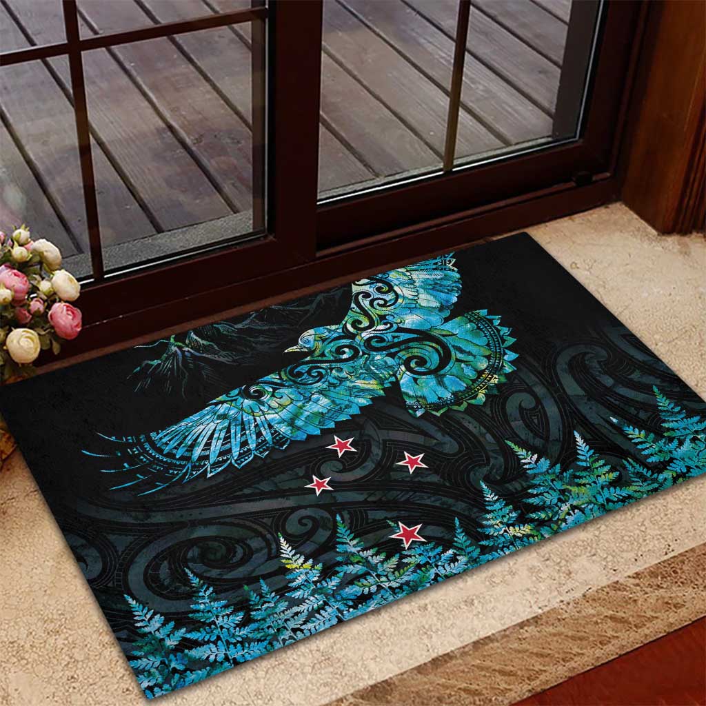 New Zealand Kea Bird Rubber Doormat Maori Tattoo and Silver Fern Paua Shell Style LT03 - Polynesian Pride