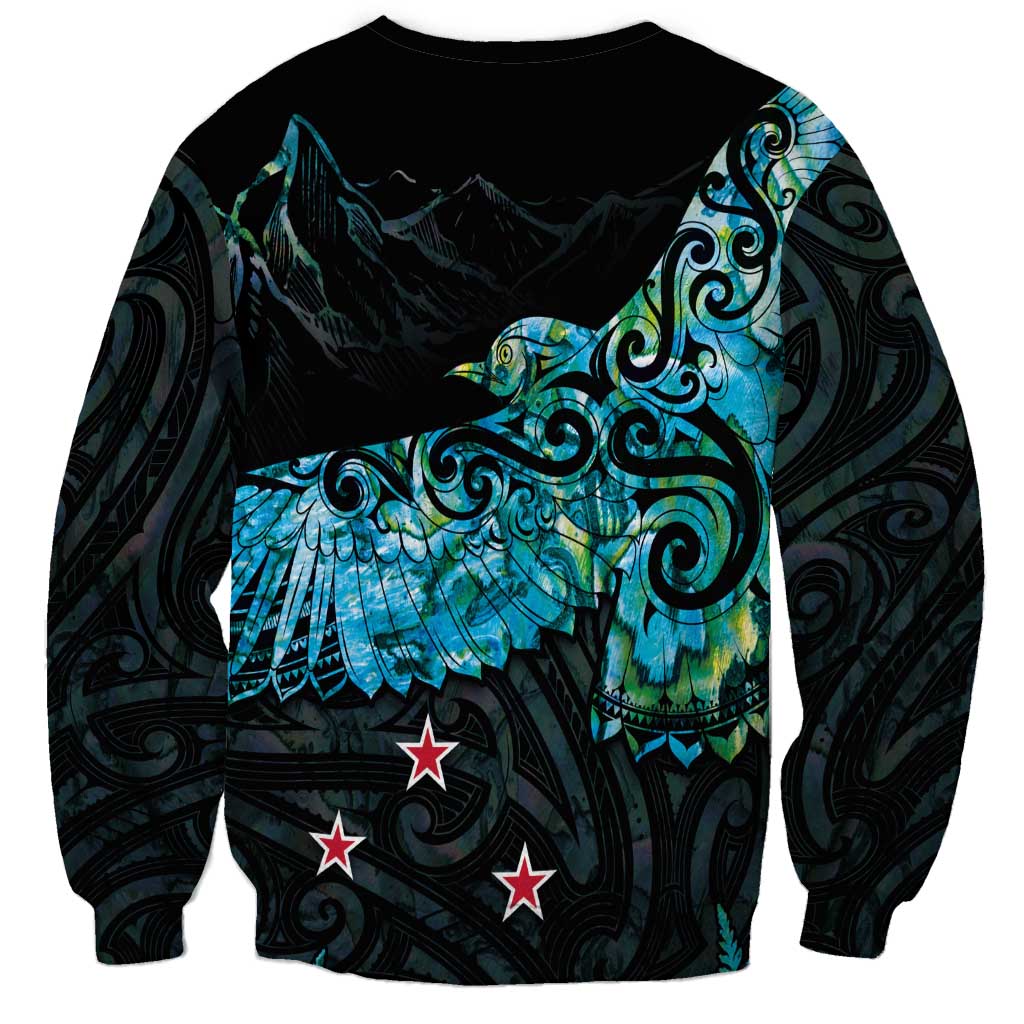 New Zealand Kea Bird Sweatshirt Maori Tattoo and Silver Fern Paua Shell Style LT03 - Polynesian Pride