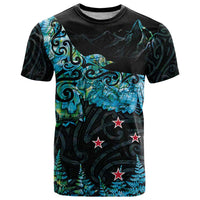 New Zealand Kea Bird T Shirt Maori Tattoo and Silver Fern Paua Shell Style LT03 Black - Polynesian Pride