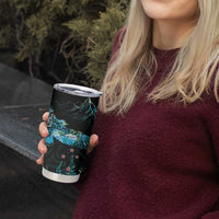 New Zealand Kea Bird Tumbler Cup Maori Tattoo and Silver Fern Paua Shell Style LT03 - Polynesian Pride