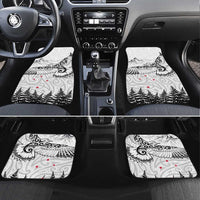 New Zealand Kea Bird Car Mats Maori Tattoo and Silver Fern White Color LT03 Set 4pcs White - Polynesian Pride