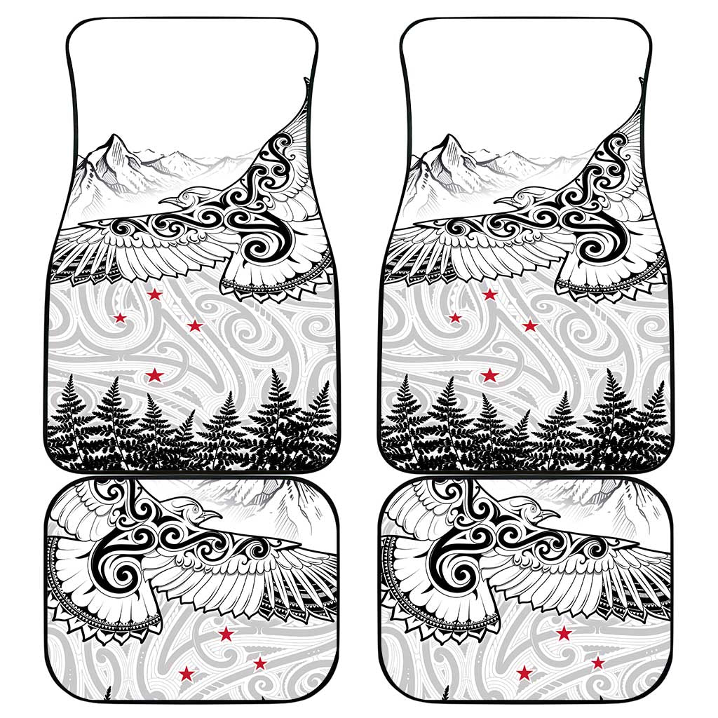 New Zealand Kea Bird Car Mats Maori Tattoo and Silver Fern White Color LT03 - Polynesian Pride