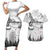 New Zealand Kea Bird Couples Matching Short Sleeve Bodycon Dress and Hawaiian Shirt Maori Tattoo and Silver Fern White Color