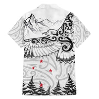 New Zealand Kea Bird Family Matching Off Shoulder Maxi Dress and Hawaiian Shirt Maori Tattoo and Silver Fern White Color LT03 - Polynesian Pride