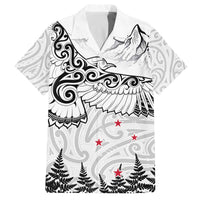 New Zealand Kea Bird Family Matching Puletasi and Hawaiian Shirt Maori Tattoo and Silver Fern White Color LT03 Dad's Shirt - Short Sleeve White - Polynesian Pride