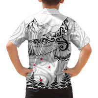 New Zealand Kea Bird Family Matching Summer Maxi Dress and Hawaiian Shirt Maori Tattoo and Silver Fern White Color LT03 - Polynesian Pride