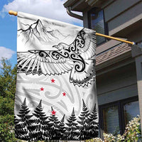 New Zealand Kea Bird Garden Flag Maori Tattoo and Silver Fern White Color