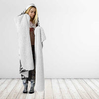 New Zealand Kea Bird Hooded Blanket Maori Tattoo and Silver Fern White Color