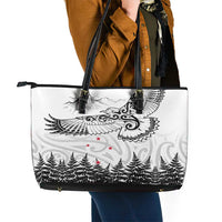 New Zealand Kea Bird Leather Tote Bag Maori Tattoo and Silver Fern White Color LT03 - Polynesian Pride