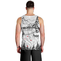 New Zealand Kea Bird Men Tank Top Maori Tattoo and Silver Fern White Color