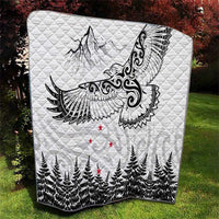 New Zealand Kea Bird Quilt Maori Tattoo and Silver Fern White Color LT03 - Polynesian Pride