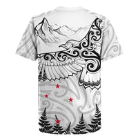 New Zealand Kea Bird Rugby Jersey Maori Tattoo and Silver Fern White Color