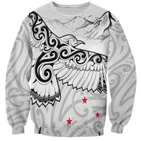 New Zealand Kea Bird Sweatshirt Maori Tattoo and Silver Fern White Color LT03 Unisex White - Polynesian Pride