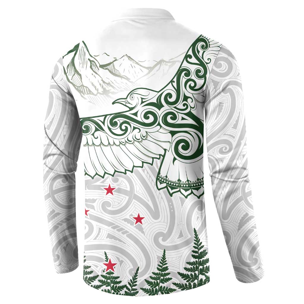 New Zealand Kea Bird Button Sweatshirt Maori Tattoo and Silver Fern Green Color LT03 - Polynesian Pride