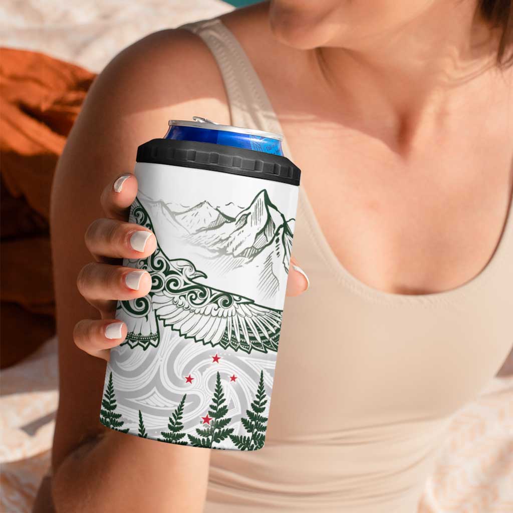 New Zealand Kea Bird 4 in 1 Can Cooler Tumbler Maori Tattoo and Silver Fern Green Color LT03 - Polynesian Pride