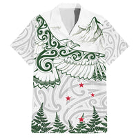 New Zealand Kea Bird Family Matching Short Sleeve Bodycon Dress and Hawaiian Shirt Maori Tattoo and Silver Fern Green Color LT03 Dad's Shirt - Short Sleeve White - Polynesian Pride