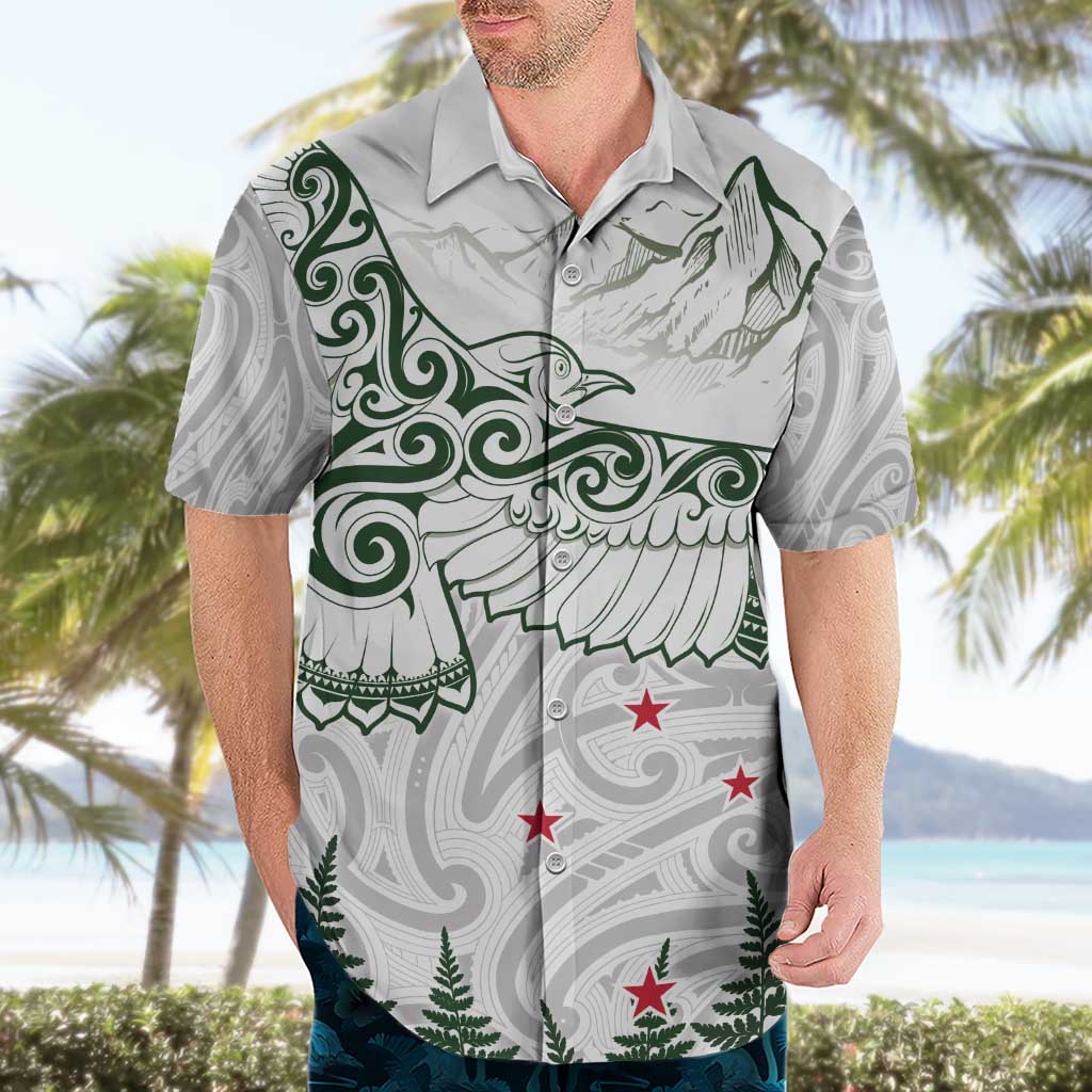 New Zealand Kea Bird Hawaiian Shirt Maori Tattoo and Silver Fern Green Color LT03 - Polynesian Pride