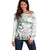 New Zealand Kea Bird Off Shoulder Sweater Maori Tattoo and Silver Fern Green Color