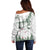 New Zealand Kea Bird Off Shoulder Sweater Maori Tattoo and Silver Fern Green Color