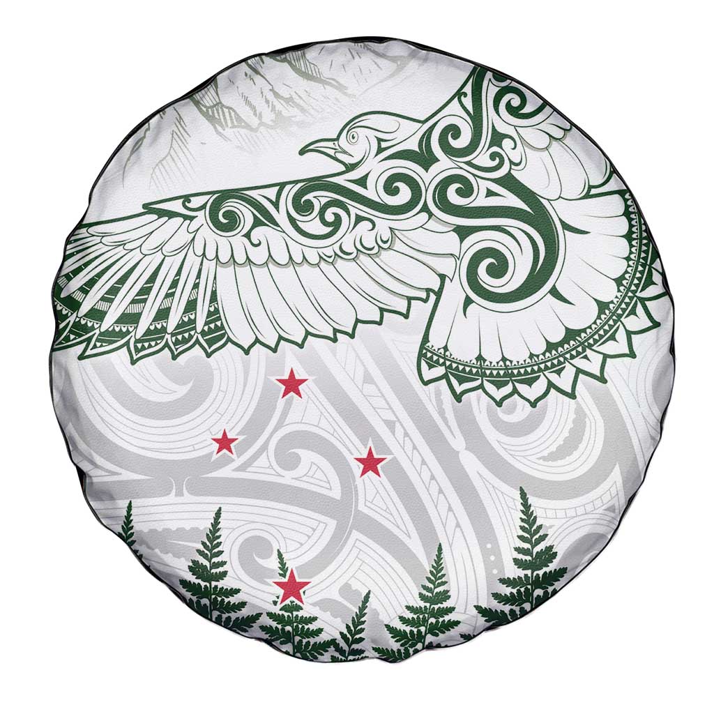 New Zealand Kea Bird Spare Tire Cover Maori Tattoo and Silver Fern Green Color