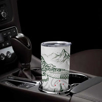 New Zealand Kea Bird Tumbler Cup Maori Tattoo and Silver Fern Green Color