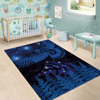 New Zealand Kea Bird Area Rug Maori Tattoo and Silver Fern Matariki Style LT03 - Polynesian Pride