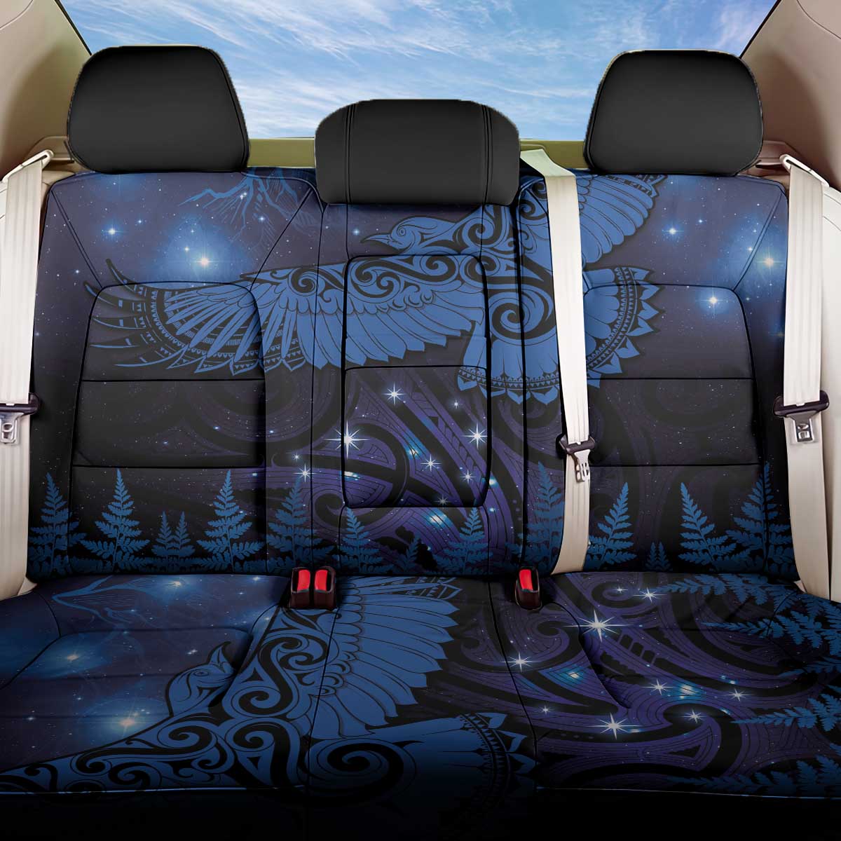 New Zealand Kea Bird Back Car Seat Cover Maori Tattoo and Silver Fern Matariki Style