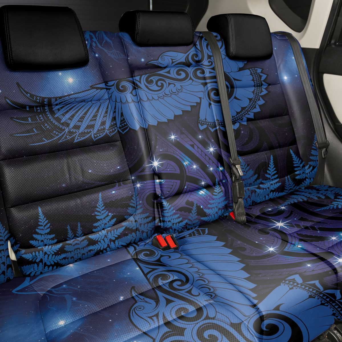 New Zealand Kea Bird Back Car Seat Cover Maori Tattoo and Silver Fern Matariki Style