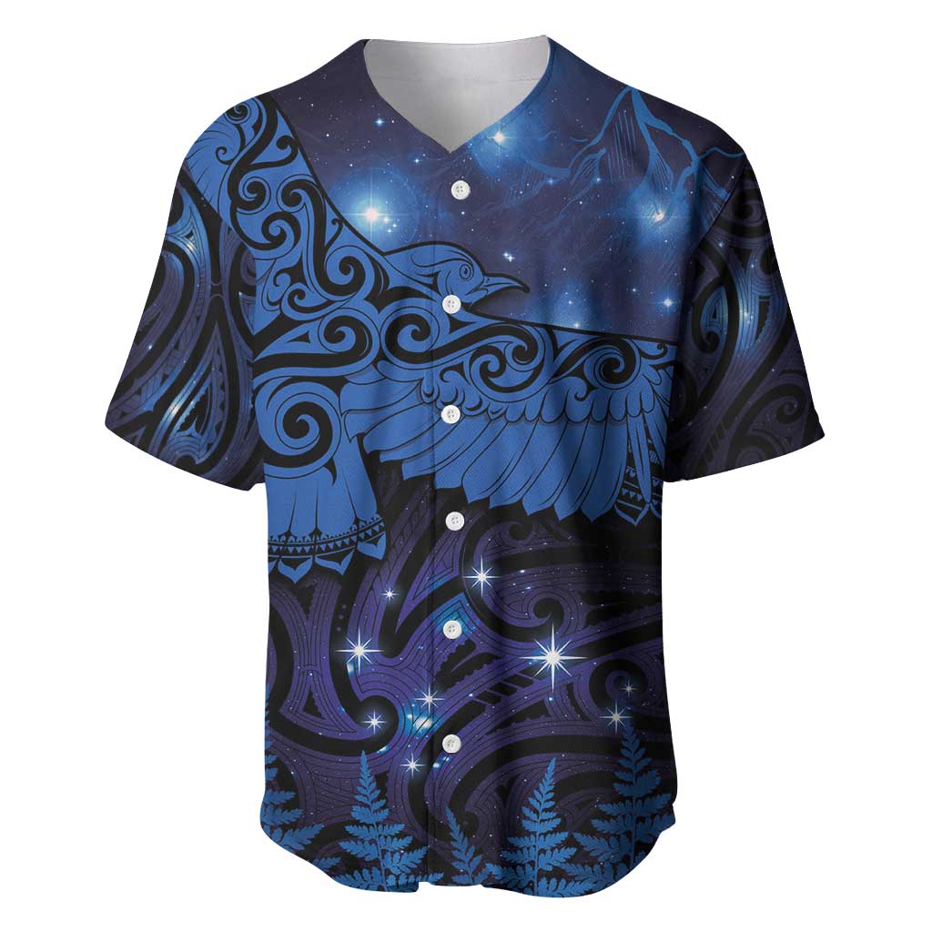 New Zealand Kea Bird Baseball Jersey Maori Tattoo and Silver Fern Matariki Style LT03 Blue - Polynesian Pride