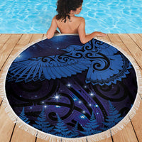 New Zealand Kea Bird Beach Blanket Maori Tattoo and Silver Fern Matariki Style LT03 - Polynesian Pride