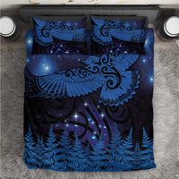 New Zealand Kea Bird Bedding Set Maori Tattoo and Silver Fern Matariki Style LT03 Blue - Polynesian Pride
