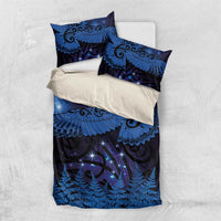 New Zealand Kea Bird Bedding Set Maori Tattoo and Silver Fern Matariki Style LT03 US Twin 172cm x 218cm Blue - Polynesian Pride