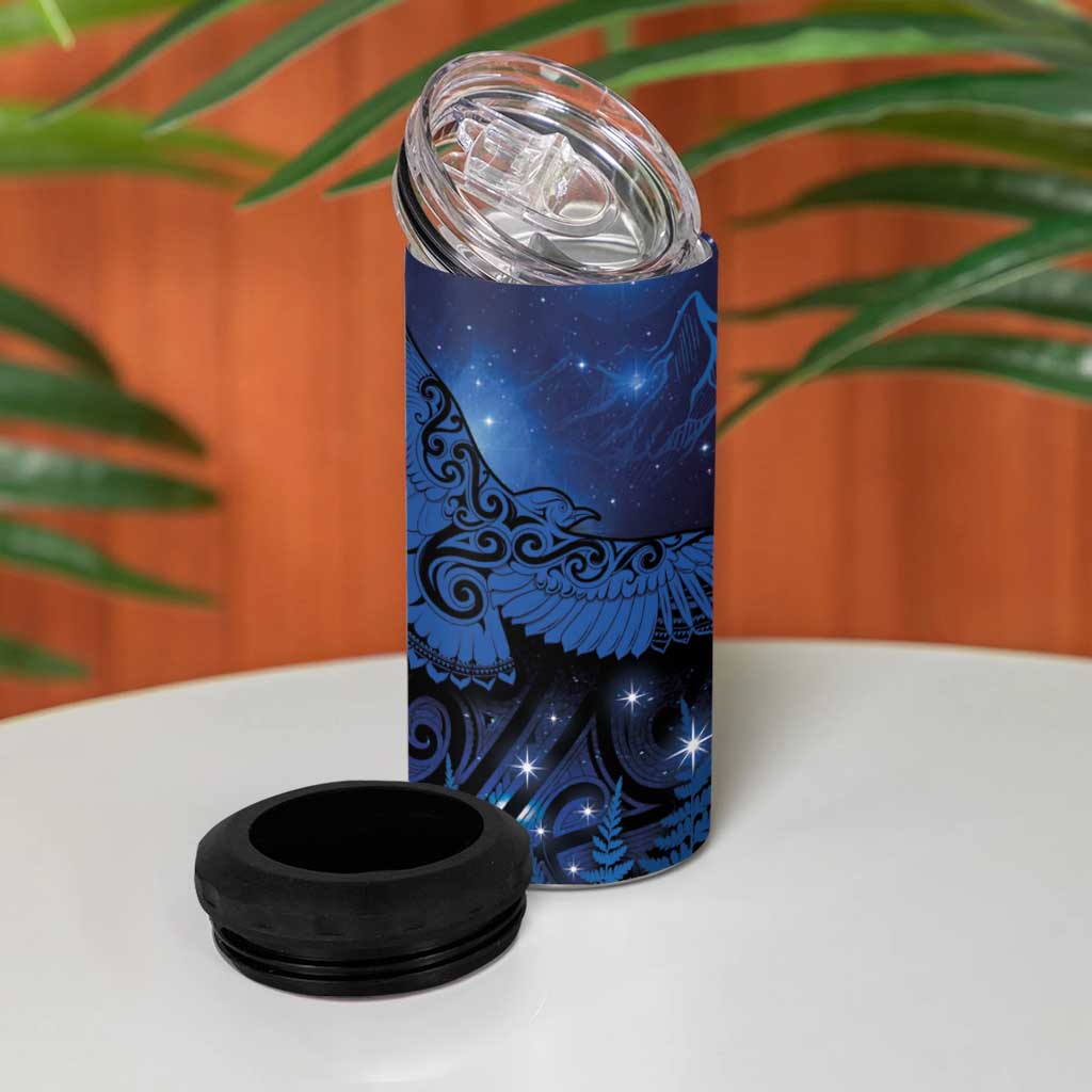 New Zealand Kea Bird 4 in 1 Can Cooler Tumbler Maori Tattoo and Silver Fern Matariki Style LT03 - Polynesian Pride