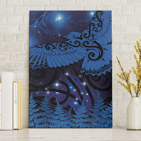 New Zealand Kea Bird Canvas Wall Art Maori Tattoo and Silver Fern Matariki Style LT03 Without Frame Blue - Polynesian Pride