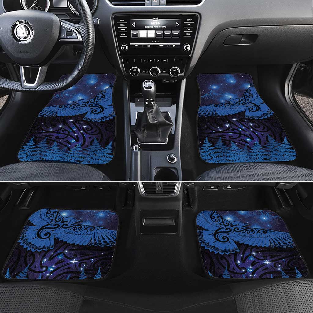 New Zealand Kea Bird Car Mats Maori Tattoo and Silver Fern Matariki Style LT03 Set 4pcs Blue - Polynesian Pride