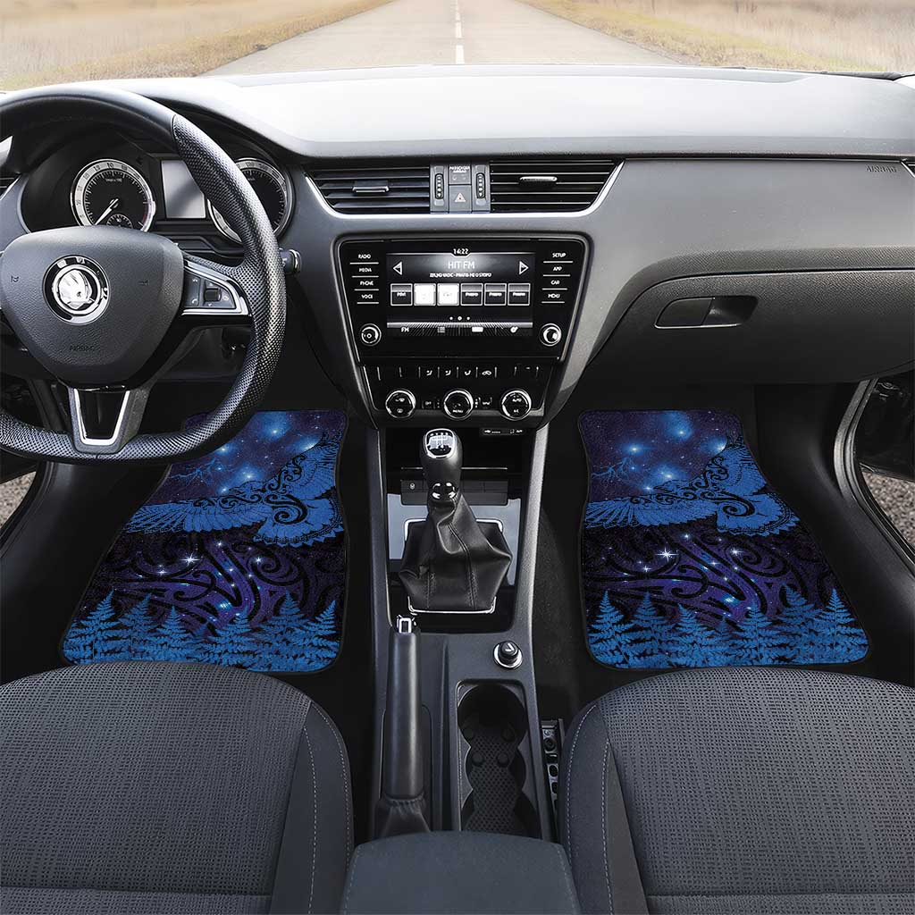 New Zealand Kea Bird Car Mats Maori Tattoo and Silver Fern Matariki Style LT03 Set 2pcs - Front Blue - Polynesian Pride